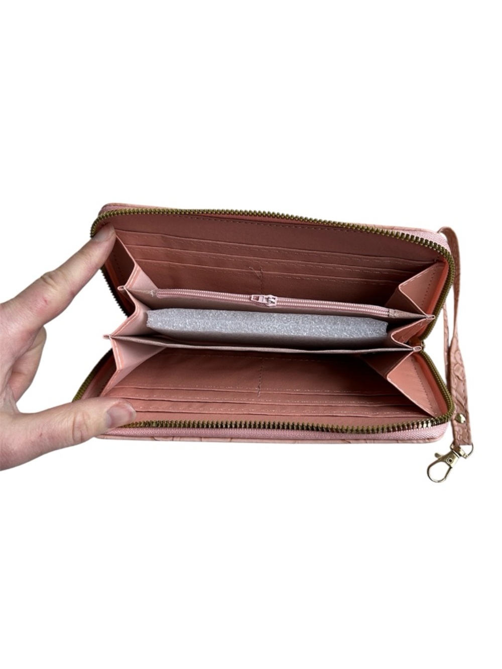 Floral Embossed Wristlet Wallet - Pink - Picture 5 of 5